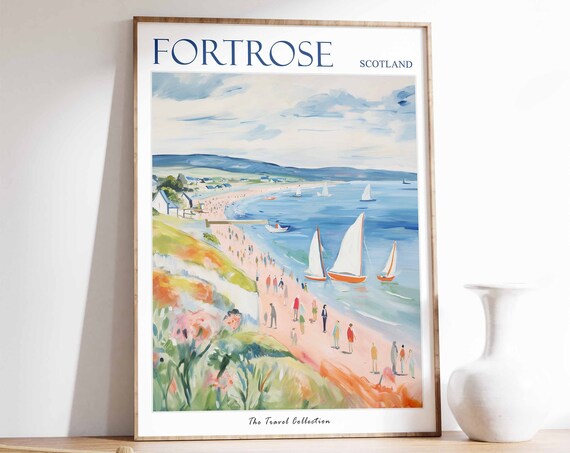 Fortrose Poster Fortrose Travel Print Scotland Travel Poster Scottish Decor Tropical Decor Sea Print Fortrose Gift