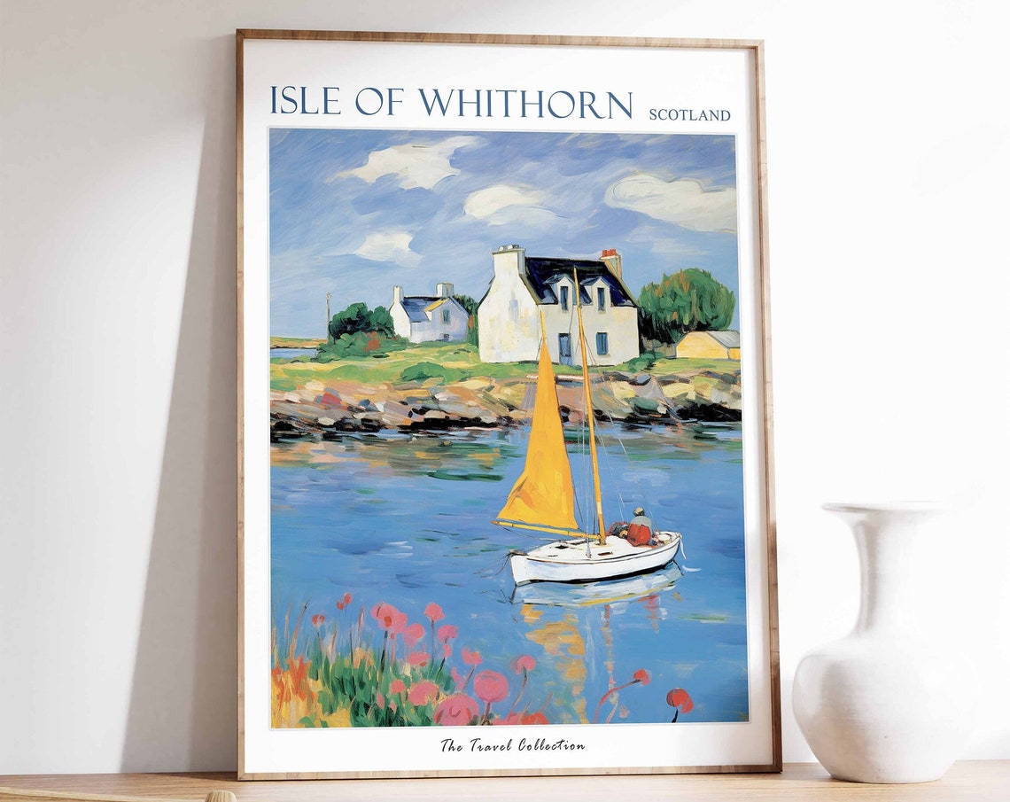 Isle Of Whithorn Poster Isle Of Whithorn Travel Print Scotland Travel Poster Scottish Decor Tropical Decor Isle Of Whithorn Gift