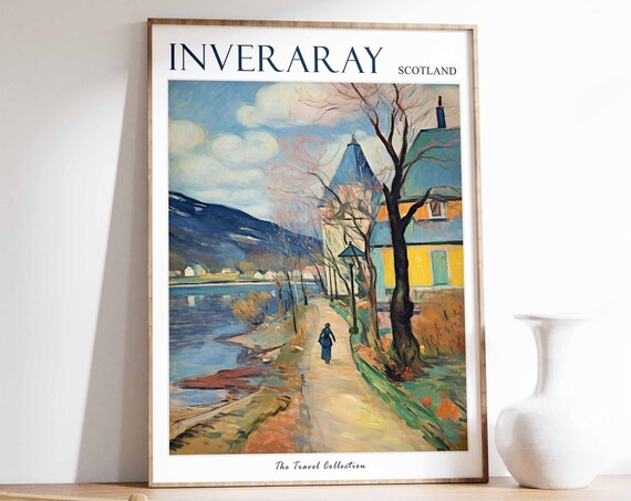 Inveraray Poster Inveraray Travel Print Scotland Travel Poster Scottish Decor Tropical Decor Inveraray Gift Inveraray Travel Poster