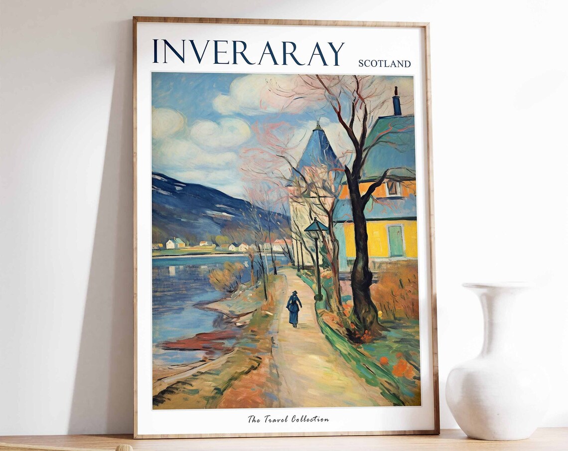 Inveraray Poster Inveraray Travel Print Scotland Travel Poster Scottish Decor Tropical Decor Inveraray Gift Inveraray Travel Poster