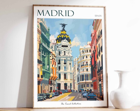 Madrid Poster Madrid Travel Print Tropical Decor City Wall Art Spanish Decor Spain Travel Print Madrid Gift Madrid Travel Poster