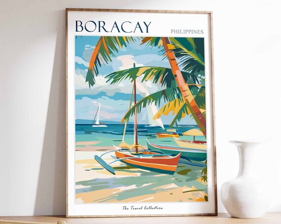 Boracay Poster Boracay Travel Print Tropical Decor Botanical Wall Art Filipino Decor Philippines Travel Print Borocay Gift