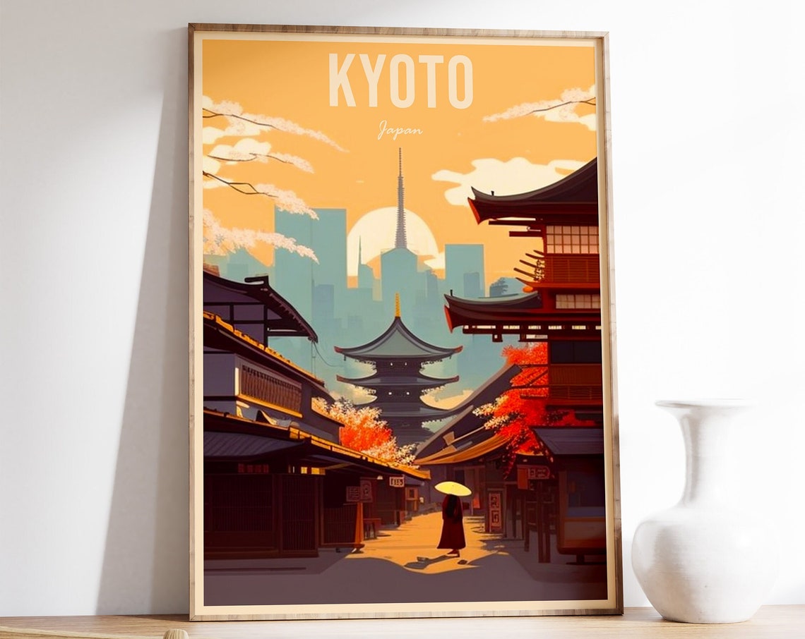 Kyoto Travel Print Kyoto Travel Poster Japan Travel Wall Art Colourful Travel Art Vintage Travel Travel Gift A1a2a3a4