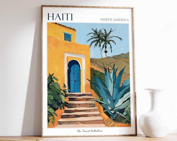 Haiti Poster Haiti Travel Print Tropical Decor Botanical Print Caribbean Travel Poster Haitian Decor Haiti Gift Haiti Travel Art