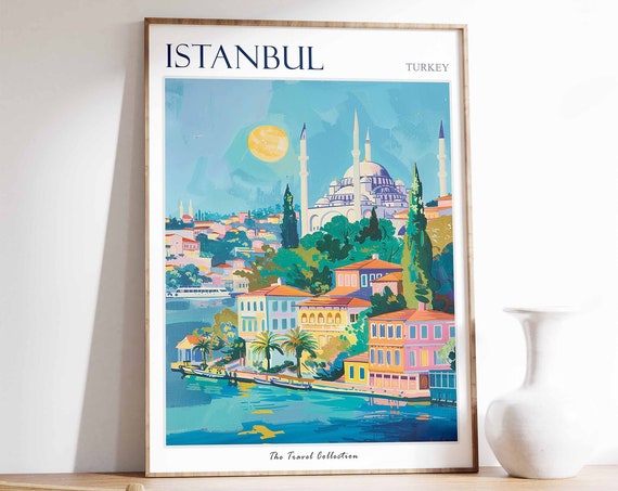 Istanbul Poster Istanbul Travel Print Turkish Travel Poster Istanbul Art Islamic Travel Print Istanbul Gift Turkey Gift Turkish Art
