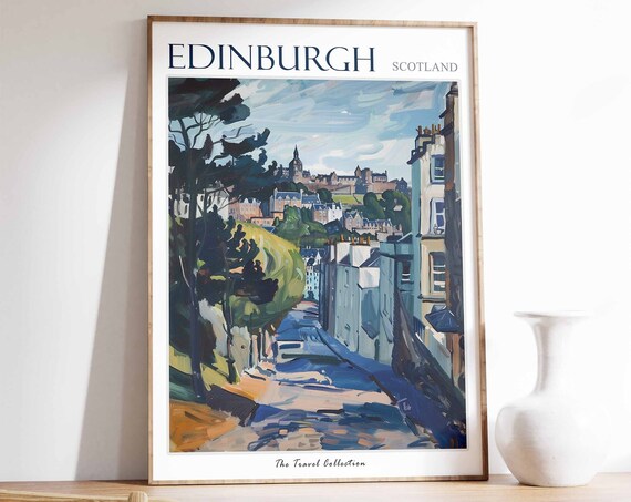 Edinburgh Travel Poster Edinburgh Travel Print Scotland Travel Poster Scottish Travel Print Tropical Decor Edinburgh Gift