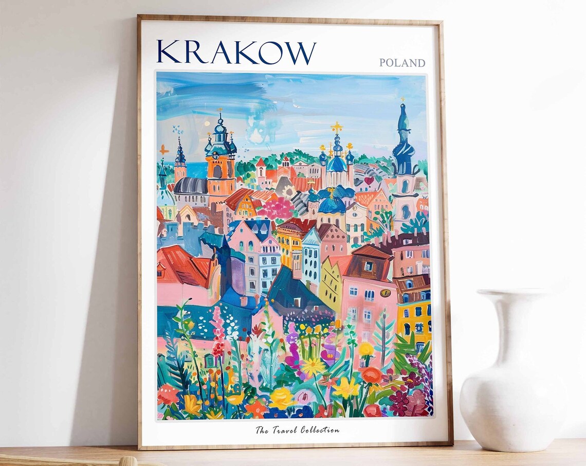 Krakow Travel Poster, Polish City Art Print
