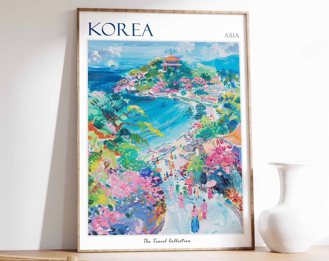 South Korea Poster Korea Travel Print Asian Decor Korean Travel Poster Oriental Art Oriental Poster Asian Wall Art Korean Gift