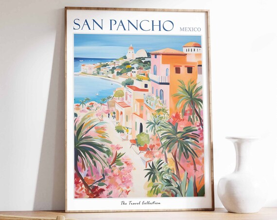 San Pancho Poster San Pancho Travel Print Mexican Gift Tropical Wall Art Mexican Travel Poster Exotic Wall Art San Pancho Gift
