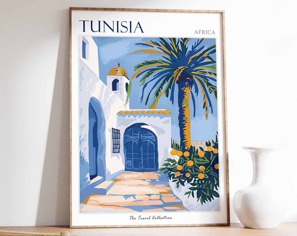 Tunisia Travel Poster, North African Decor