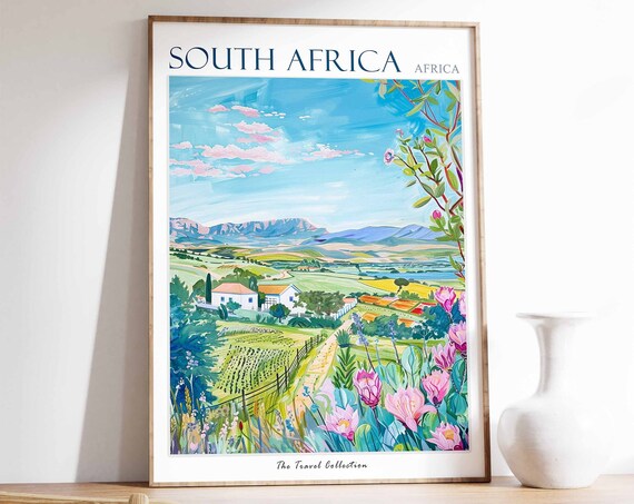 South Africa Poster South Africa Travel Print African Decor Tropical Decor Botanical Art African Gift South African Gift
