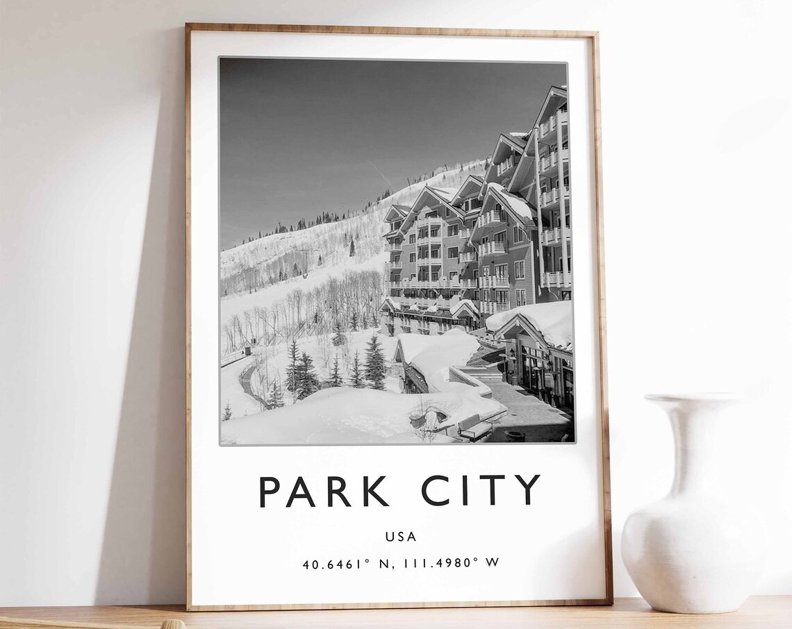 Park City Ski Poster Print, Utah Travel Art