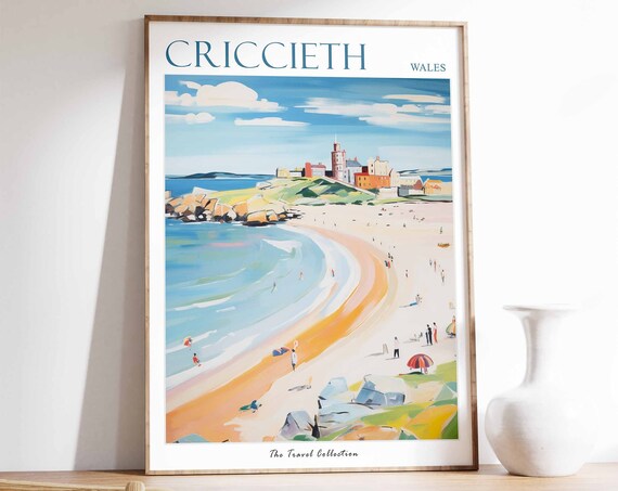 Criccieth Poster Criccieth Travel Print Wales Travel Poster Welsh Decor Tropical Decor Sea Print Criccieth Gift Wales Travel Poster