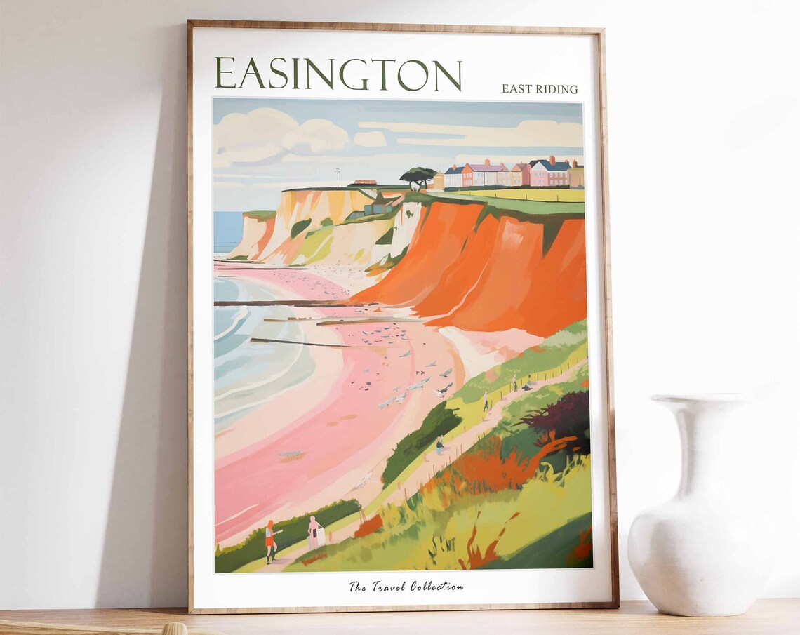 Easington Poster Easington Travel Print East Riding Travel Poster British Decor Tropical Decor Sea Print Easington Gift