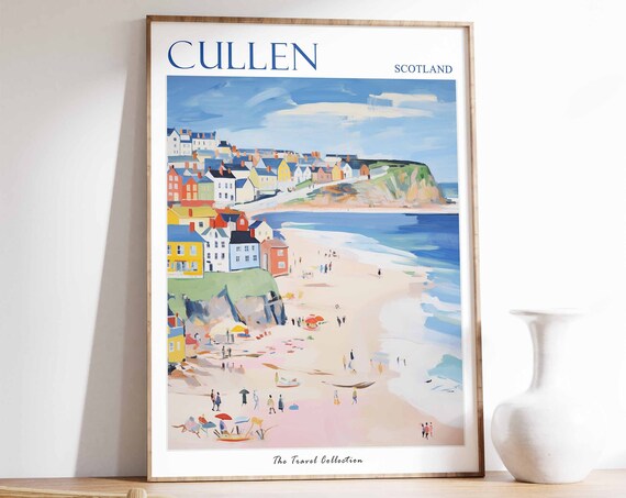 Cullen Poster Cullen Travel Print Scotland Travel Poster Scottish Decor Tropical Decor Sea Print Cullen Gift Cullen Travel Poster