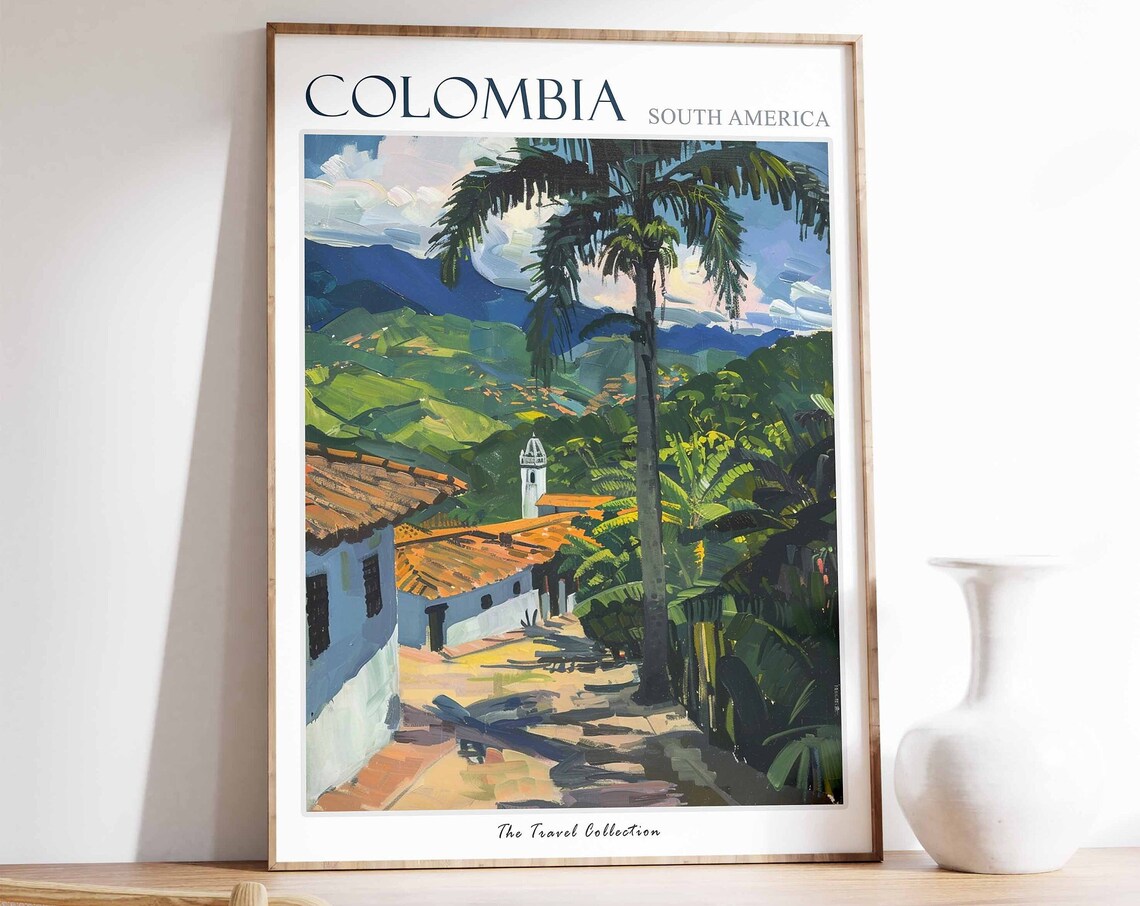 Colombia Tropical Botanical Travel Poster
