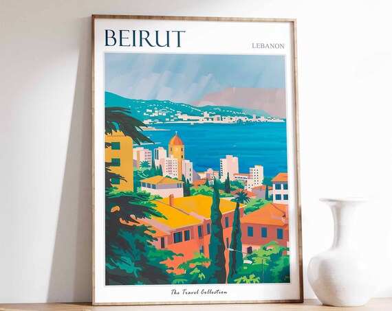 Beirut Poster Beirut Travel Print Tropical Decor City Wall Art Lebanese Decor Lebanon Travel Print Beirut Gift Beirut Travel Poster