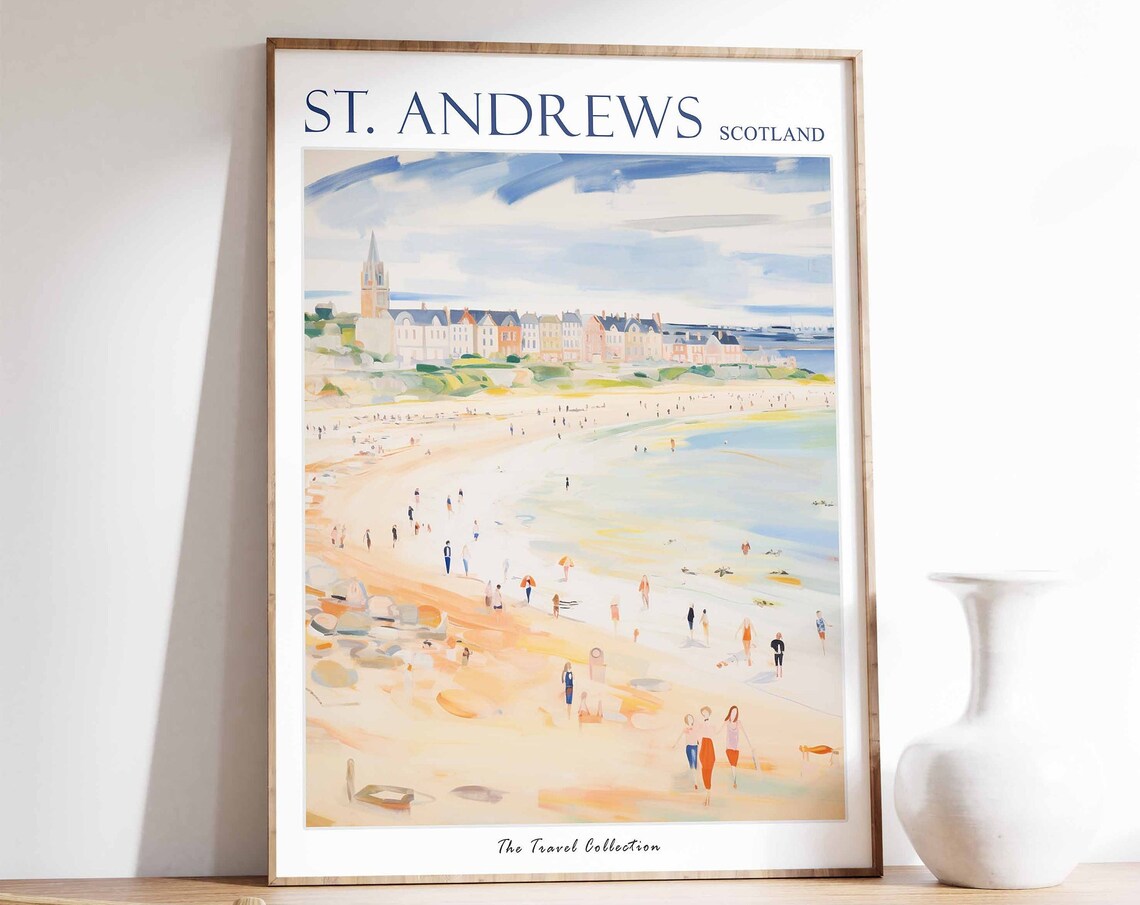 St Andrews Poster St Andrews Travel Print Scotland Travel Poster Scottish Decor Tropical Decor Sea Print St Andrews Travel Poster
