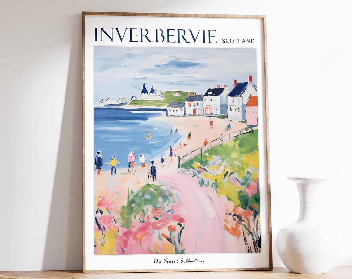 Inverbervie Scotland Clifftop Path Through Blooming Meadows Poster