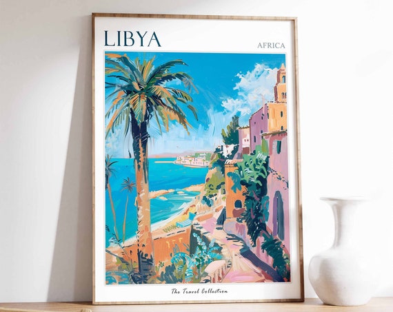Libya Travel Poster Libya Travel Print Libyan Decor Islamic Travel Poster Libyan Art Libyan Gift Libya Travel Art
