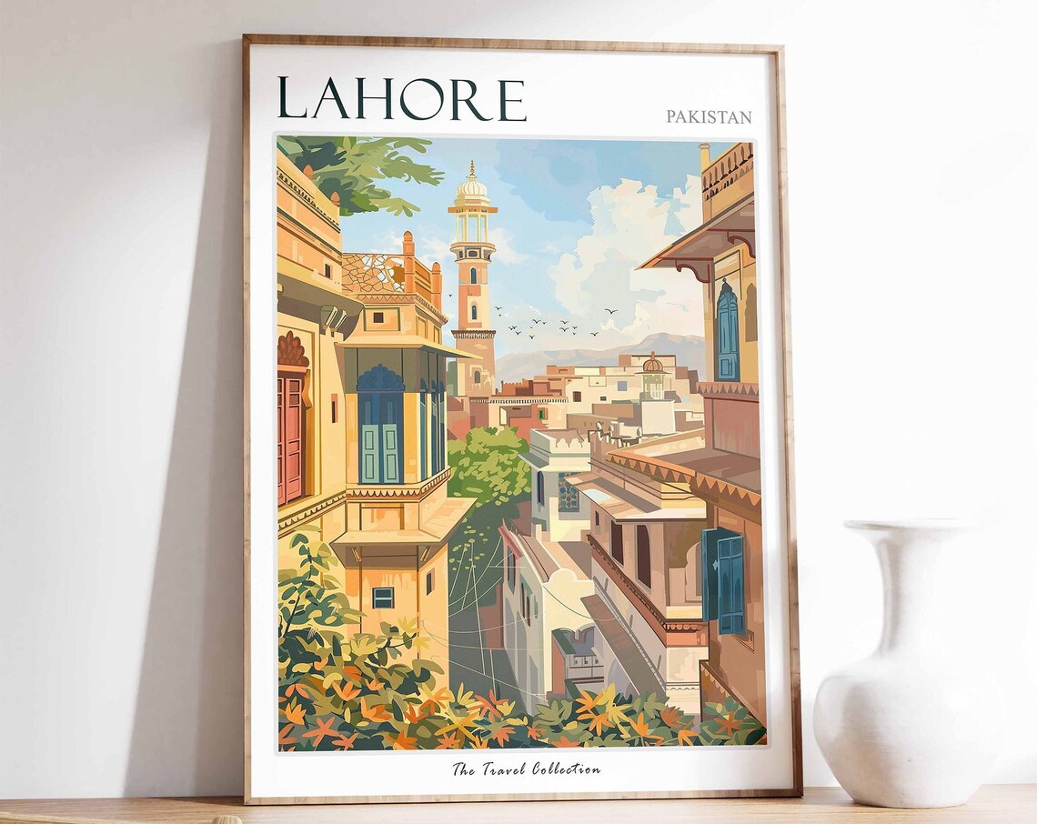 Lahore Travel Poster, Tropical City Wall Art