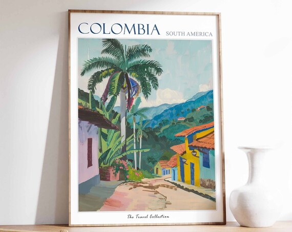 Colombia Poster Travel Print Tropical Decor Botanical Latin South Gift