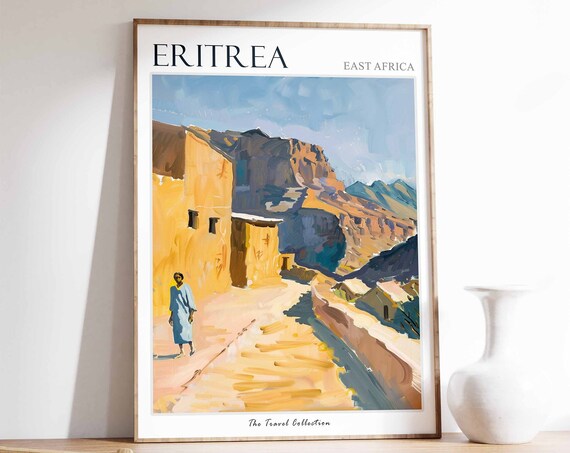Eritrea Poster Eritrea Print Eritrean Travel Poster Islamic Decor Tropical Print Floral Decor African Art Travel Gift Eritrea Gift