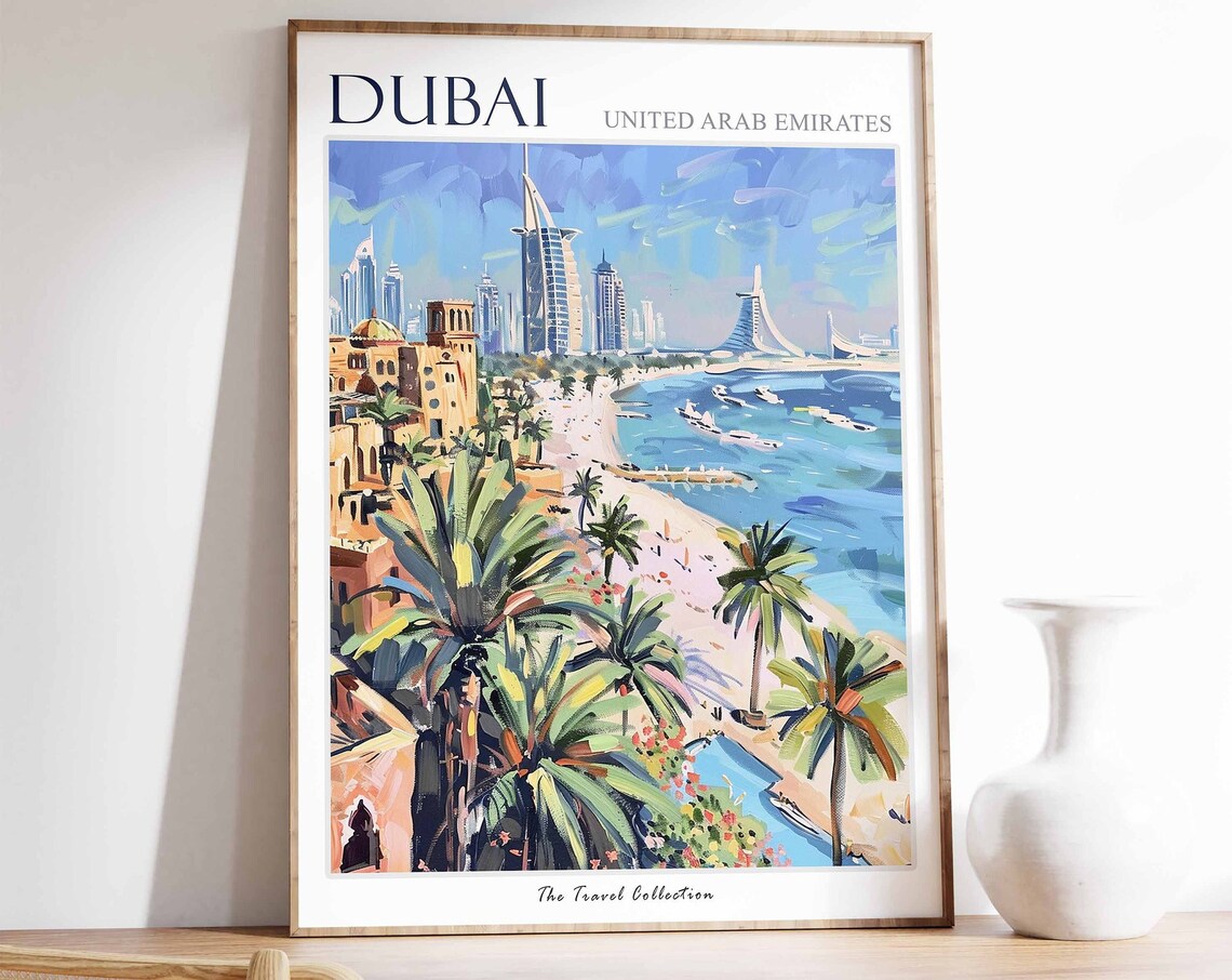 Dubai Travel Poster, Islamic Middle Eastern Decor