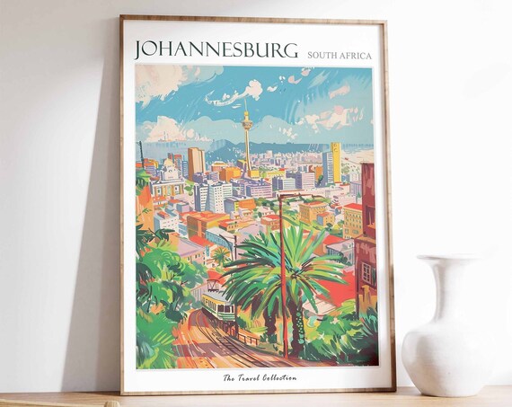 Johannesburg Poster Johannesburg Travel Print Tropical Decor City Wall Art African Decor Africa Travel Print Johannesburg Gift
