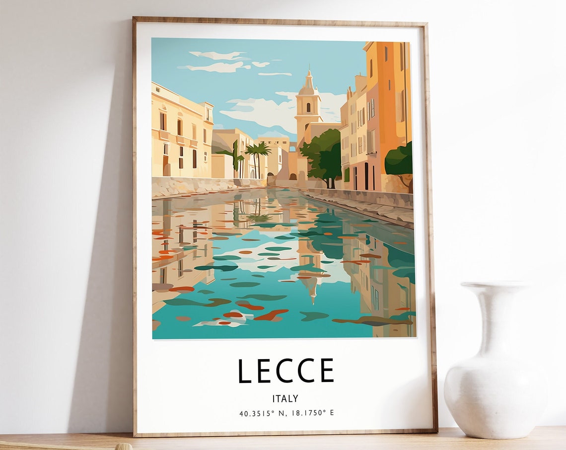 Lecce Travel Print Italy Travel Poster Italian Nature Travel Wall Art Colourful Travel Art Vintage Travel Travel Gift