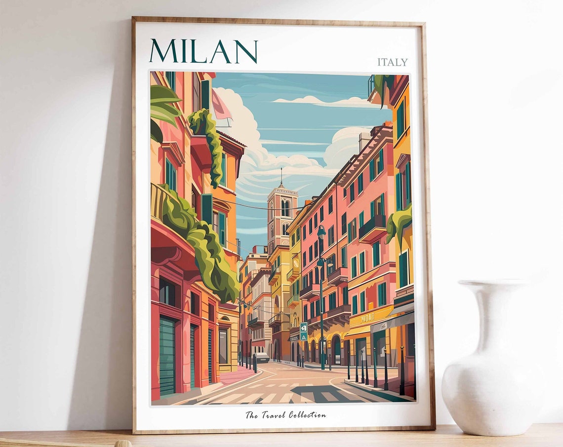 Milan Poster Milan Travel Print Italian Travel Poster Tropical Decor Botanical Print Milan Gift Italy Travelk Poster Italy Travel Art