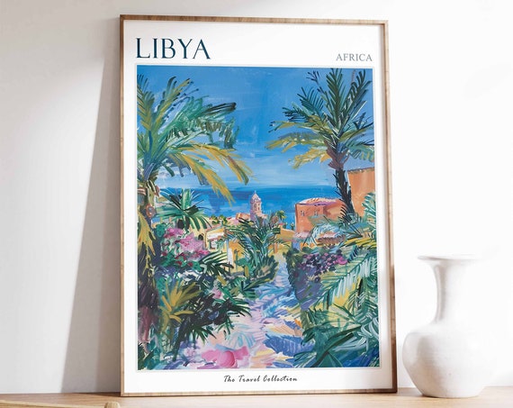 Libya Travel Poster Libya Travel Print Libyan Decor Islamic Travel Poster Libyan Art Libyan Gift Libya Travel Art