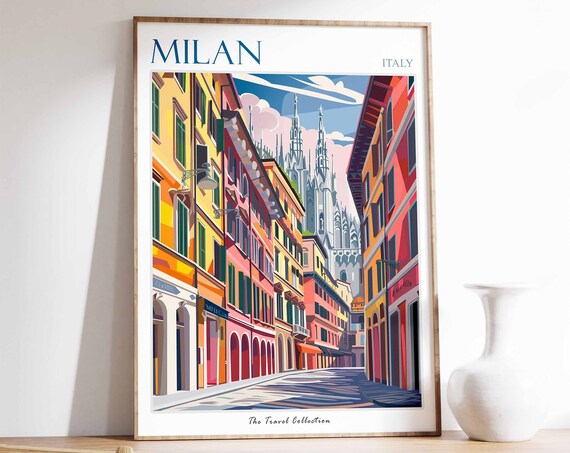 Milan Poster Milan Travel Print Italian Travel Poster Tropical Decor Botanical Print Milan Gift Italy Travelk Poster Italy Travel Art