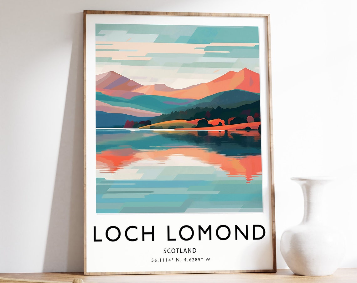 Loch Lomond Travel Print Scotland Travel Poster Scottish Travel Print Travel Art Travel Poster Colourful Travel Print Travel Gift