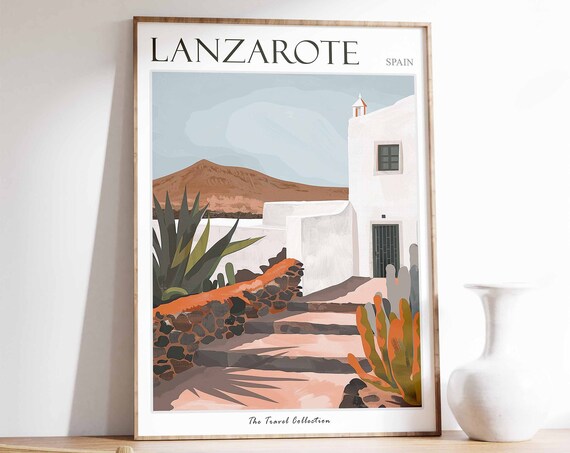 Lanzarote Poster Lanzarote Travel Print Tropical Decor Sea Wall Art Spanish Decor Spain Travel Print Lanzarote Gift