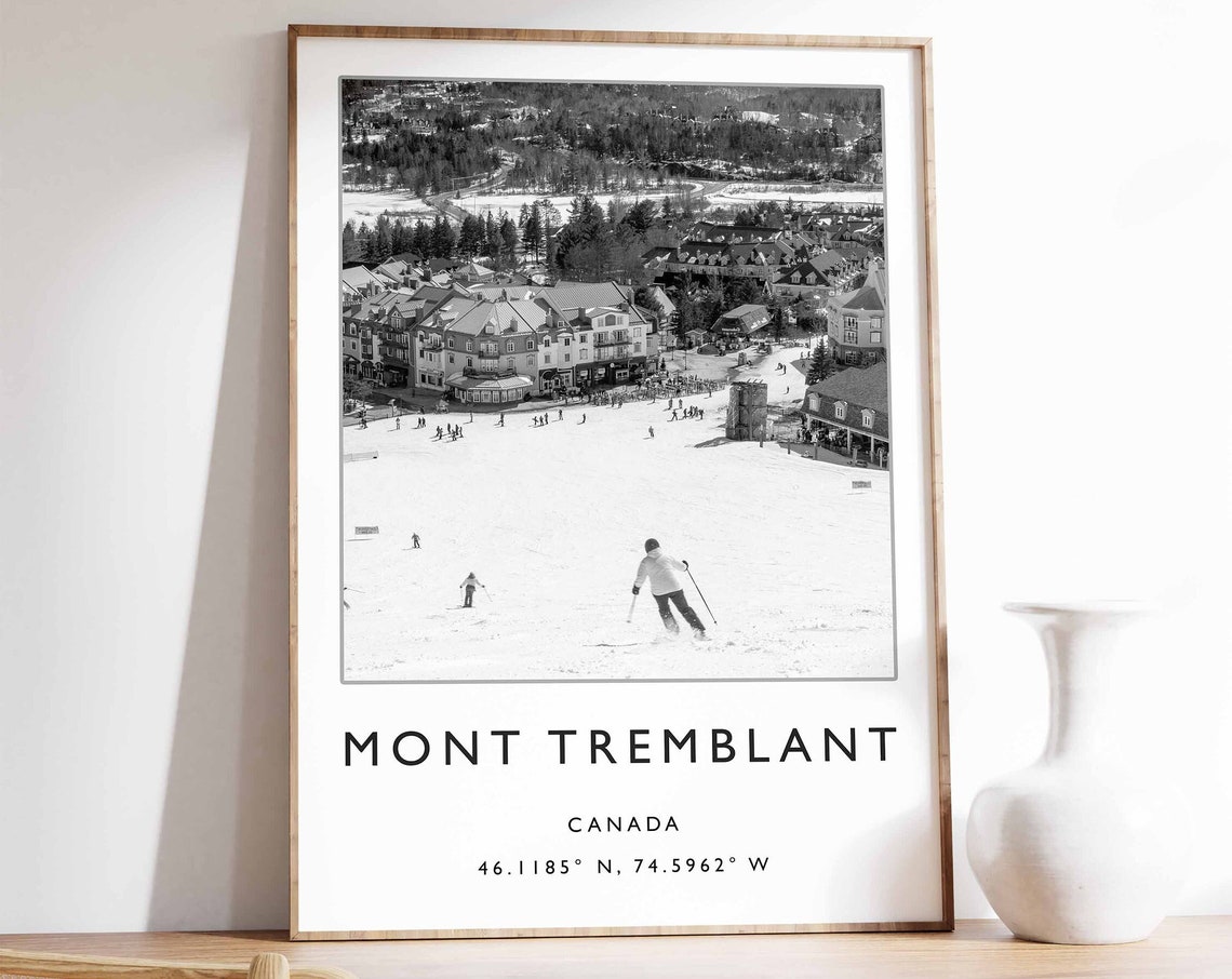 Mont Tremblant Canada Ski Resort Black And White Photo Poster