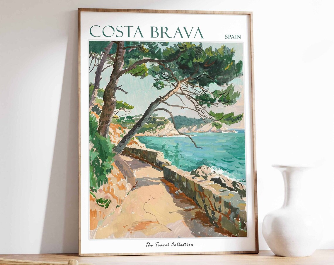 Costa Brava Travel Poster, Tropical Beach Decor