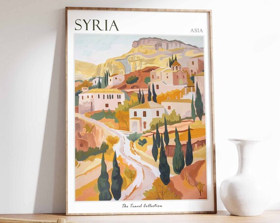 Syria Poster Syria Travel Print Syrian Decor Islamic Art Tropical Wall Art Botanical Print Art Syrian Gift Syrian Wall Art