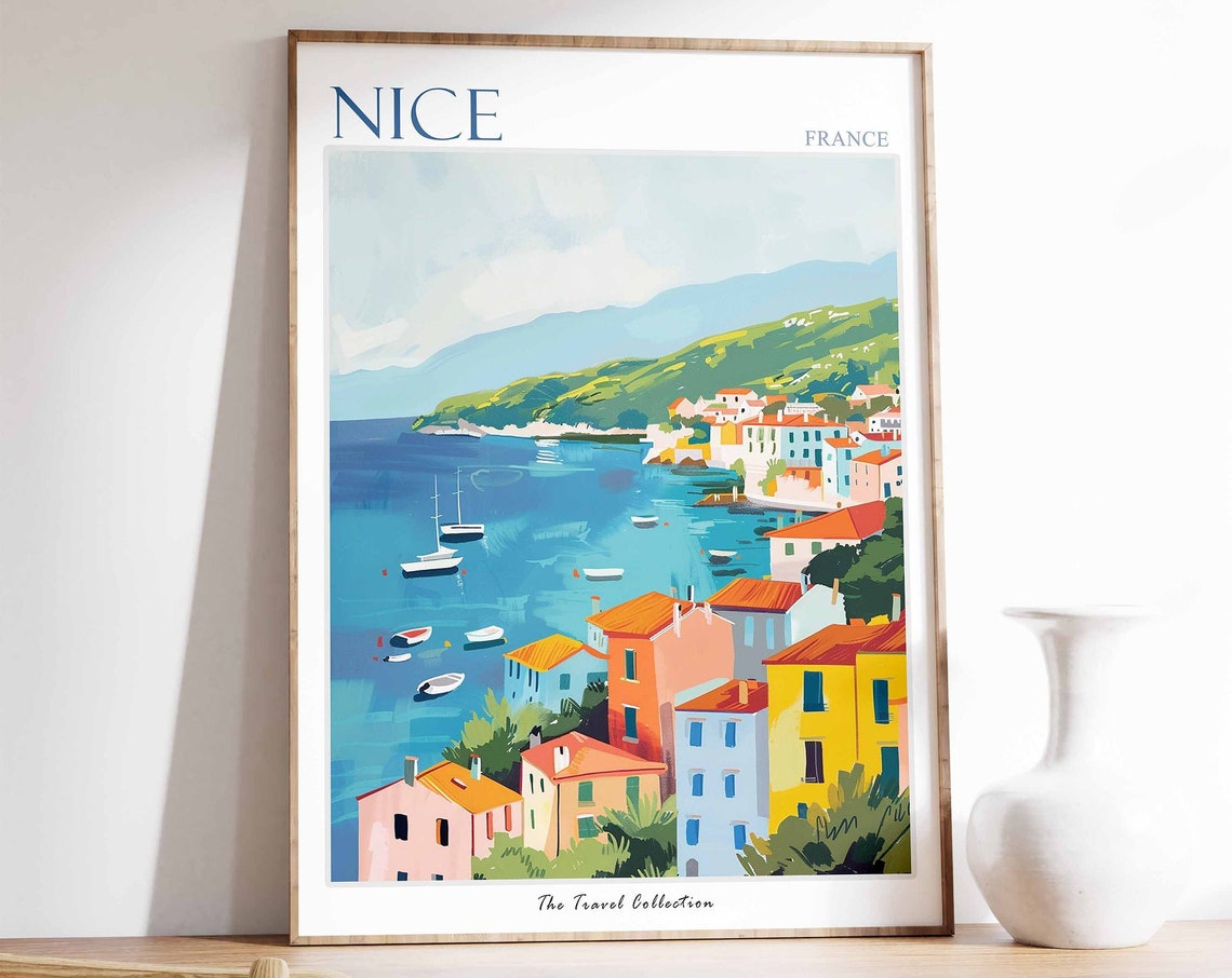 Nice Poster Nice France Travel Print France Travel Poster Tropical Decor Beach Art Travel Gift Floral Print Coastal Decor