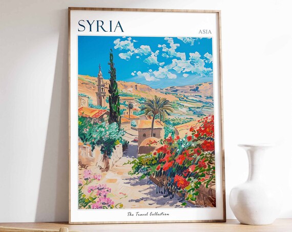 Syria Poster Syria Travel Print Syrian Decor Islamic Art Tropical Wall Art Botanical Print Art Syrian Gift Syrian Wall Art