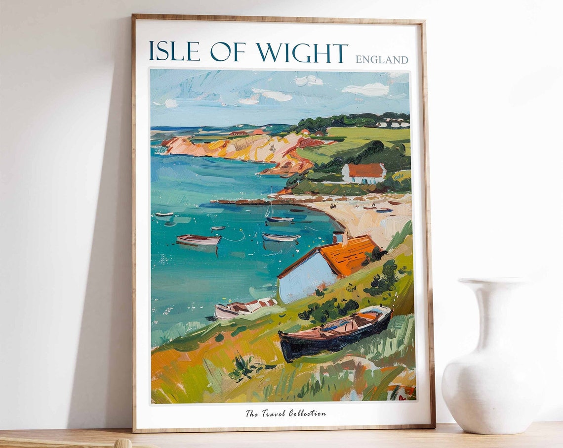 Isle Of Wight Travel Poster Isle Of Wight Travel Print Uk Travel Poster English Travel Print Isle Of Wight Gift Coastal Wall Art