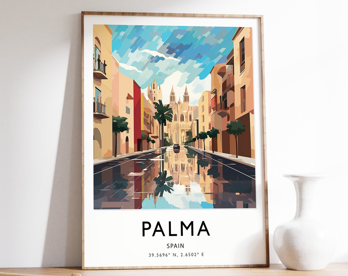 Palma Travel Print Mallorca Travel Poster Spain Travel Wall Art Colourful Travel Art Vintage Travel Travel Gift