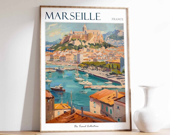 Marseille Poster Marseille Travel Print Tropical Decor City Wall Art French Decor France Travel Print Marseille Gift