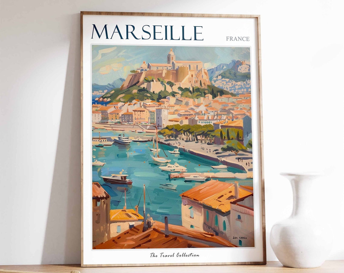 Marseille Poster Marseille Travel Print Tropical Decor City Wall Art French Decor France Travel Print Marseille Gift