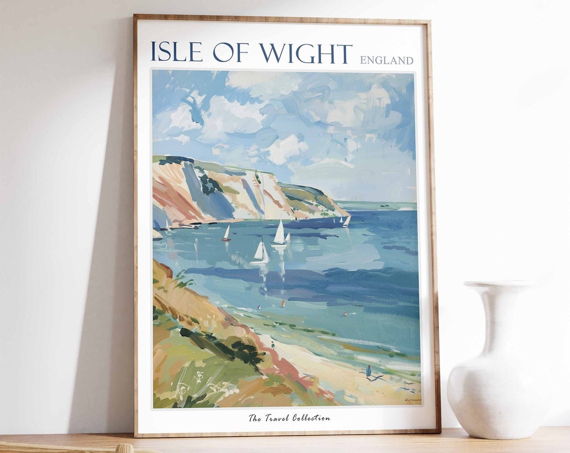 Isle Of Wight Travel Poster Isle Of Wight Travel Print Uk Travel Poster English Travel Print Isle Of Wight Gift Coastal Wall Art