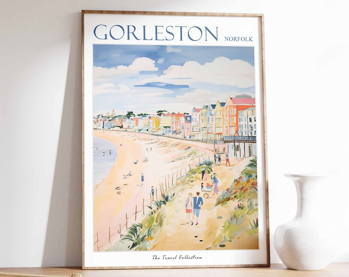 Gorleston Travel Poster, Norfolk British Decor