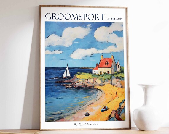 Groomsport Poster Groomsport Travel Print Northern Ireland Travel Poster Irish Decor Tropical Decor Sea Print Groomsport Travel Poster