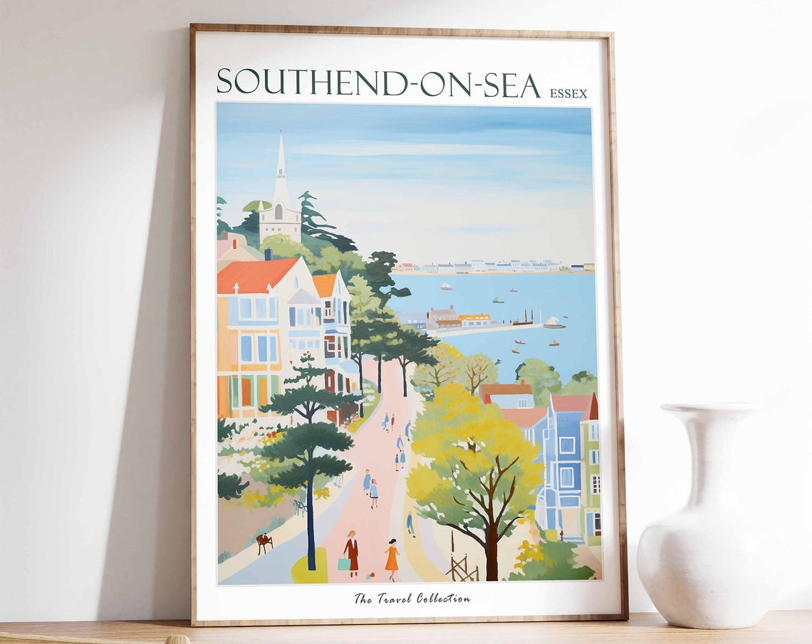 Southend On Sea Poster Southend On Sea Travel Print Essex Travel Poster British Decor Tropical Decor Southend On Sea Travel Poster