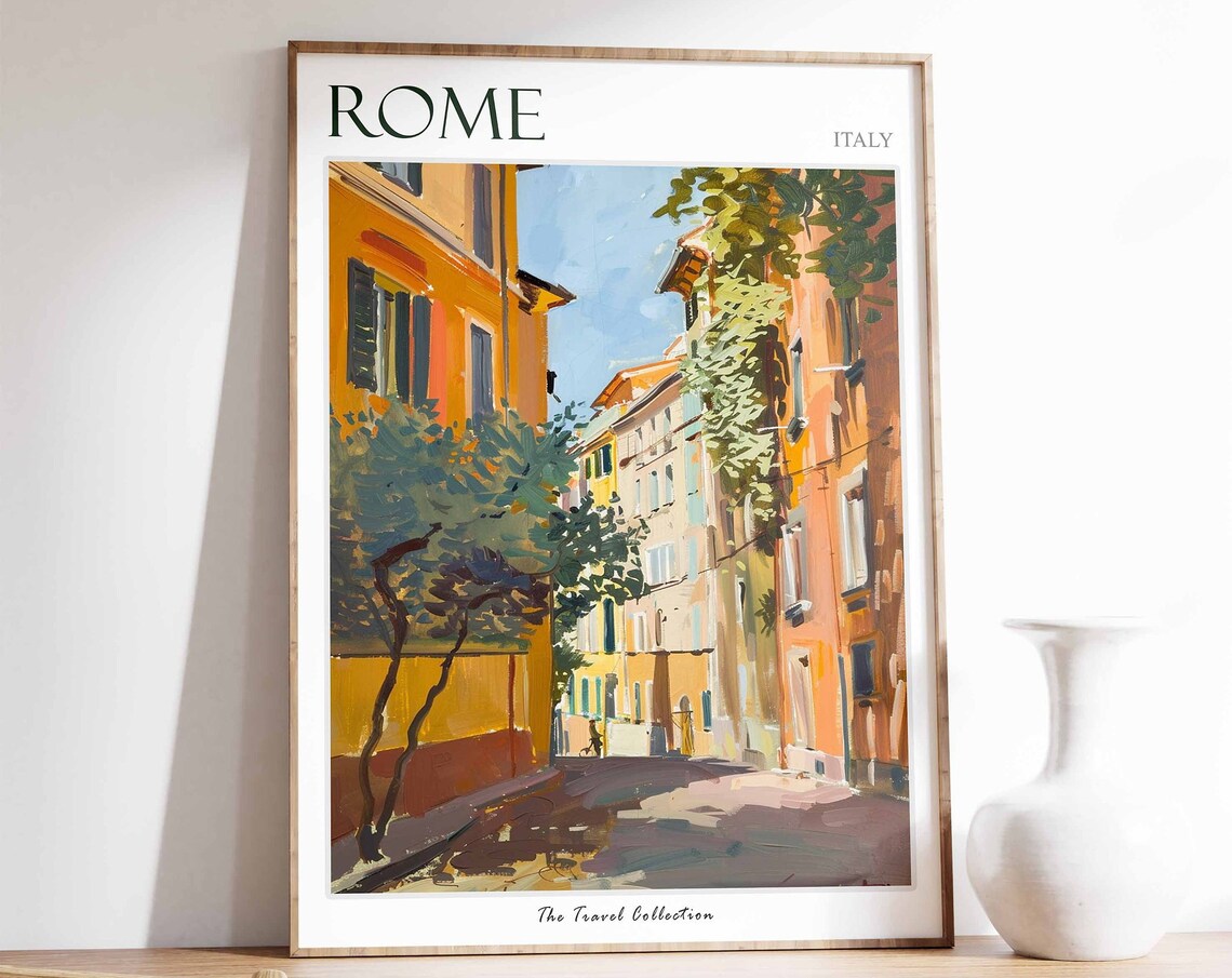 Rome Poster Rome Travel Print Tropical Decor City Wall Art Italian Decor Italy Travel Print Rome Gift Rome Travel Poster