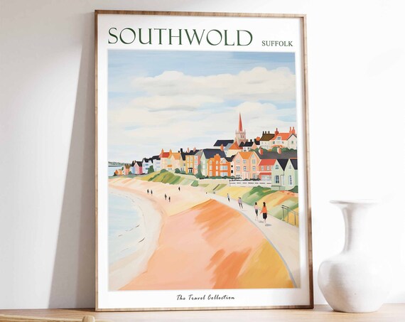 Southwold Poster Southwold Travel Print Suffolk Travel Poster British Decor Tropical Decor Southwold Gift Southwold Travel Poster
